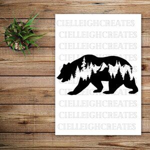 *2 for $20* Bear Mountains Trees Forest  vinyl decal Sticker Handcrafted